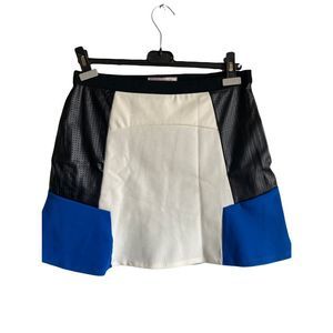 Romeo‎ & Juliet Couture Faux Leather Panel Colorblock A Line Skirt Medium